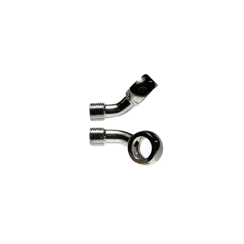 M10 Banjo 45° Up + 25° Left, Chrome Braided Hose Kits Evok