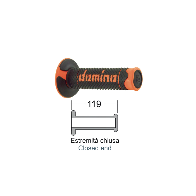 Manopole Domino Soft Hand Nero/Arancio Puños Domino