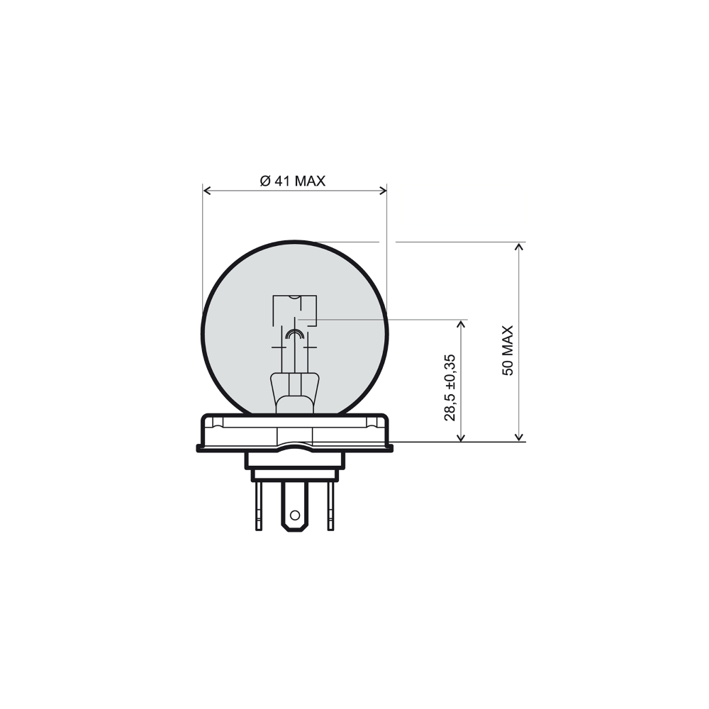 Lampadina RMS 12v 45/40w p45t - Bianca RMS