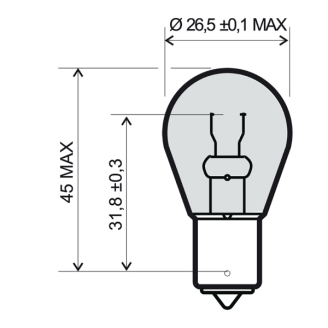 Lampadina RMS 12V 21W BA15S - arancio RMS