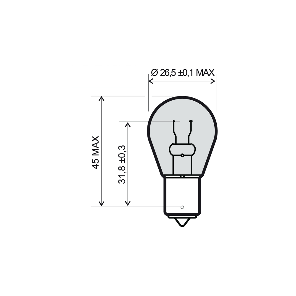 Lampadina RMS 12V 21W BA15S - arancio RMS