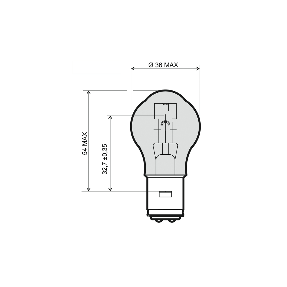 Lampadina RMS 12V 35/35W ba20d - Bianca RMS