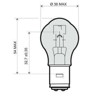 Lampadina RMS 12V 45/40W BA20D - Bianca RMS