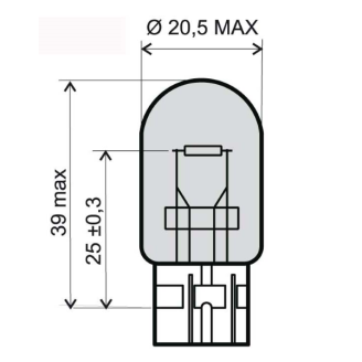 Lampadina RMS 12V 21W T20 - arancio RMS