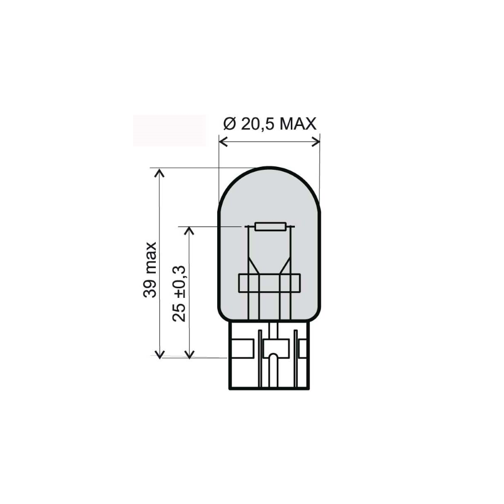 Lampadina RMS 12V 21W T20 - arancio RMS