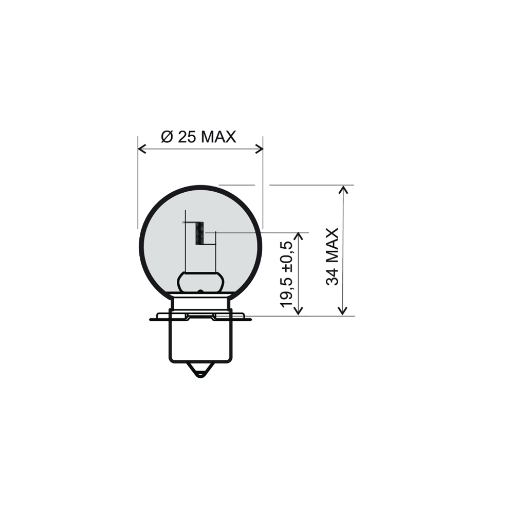 Lampadina RMS 12V 20W p26s - Bianca RMS