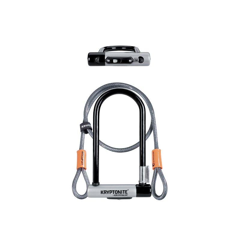 Lucchetto U-Lock Kryptolok Standard Con Cavo - Nero Argento Schlösser und Ketten Kryptonite