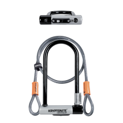 Candado U-Lock KRYPTOLOK STANDARD CON CABLE - negro plata Candados y cadenas para bicicletas Kryptonite