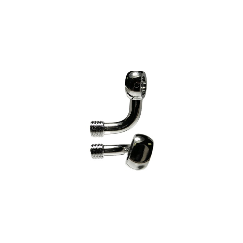 M10 Banjo 90° + 20° Left Bend, Chrome Braided Hose Kits Evok