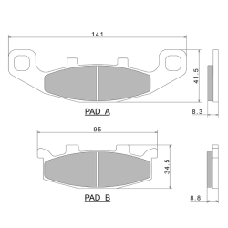 Nissin Brake Pads A0480 Premium Semi-Metallic - 2P-252NS Brake Pads Nissin