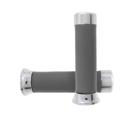 Pair of grey grips with chrome caps RMS Classic Piaggio Vespa PX Knobs Rms Classic
