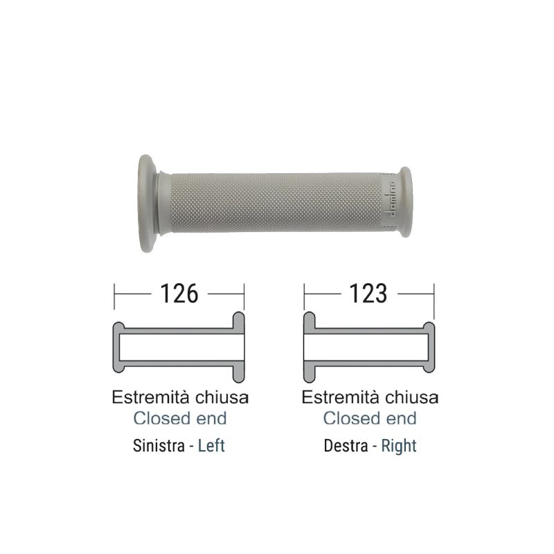 Domino Grey Enduro Grips Closed Ends 123-126 Mm Grips Domino