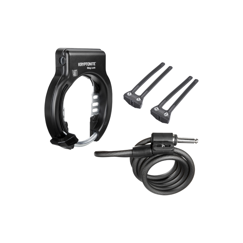 Lucchetto Arco Al Telaio Ring Lock (Montaggio Fascette Flexible Mount) Con Cavo Spirale Plug-In 10 Mm - Nero Lucchetti e Catene Kryptonite