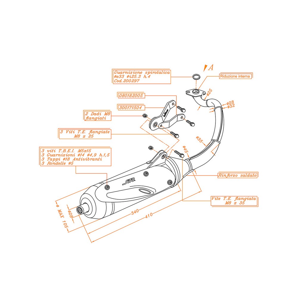 MARMITTA SITO YAMAHA NEO'S 50 02-12 MBK Ovetto 50 02-12 Minarelli O...