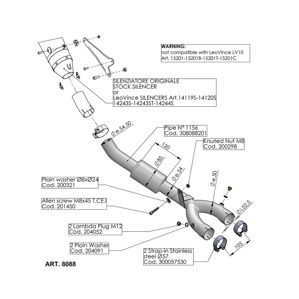 RACCORDO ELIMINA CAT. YAMAHA YZF-R1 15-23 Yamaha YZF-R1 15-23 LEOVINCE