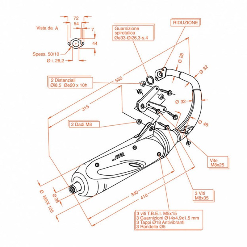 Marmitta Sitopeugeot Speedfight 50 97-99 per PEUGEOT Speedfight 50 97-99 Scarichi SITO