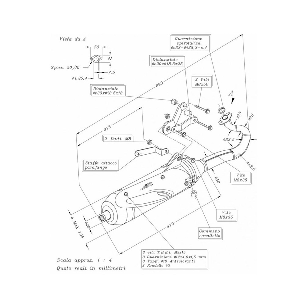Auspuff Sitoaprilia Habana 50 Kat 99-03 für APRILIA Habana 50 Kat 99-03 Auspuffanlagen SITO