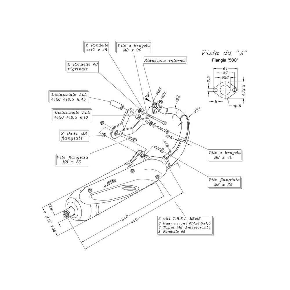 Silenciador Sitogilera Runner 50 Sp 05-12 para GILERA Runner 50 SP 05-12 y otros modelos Sistemas de escape SITO