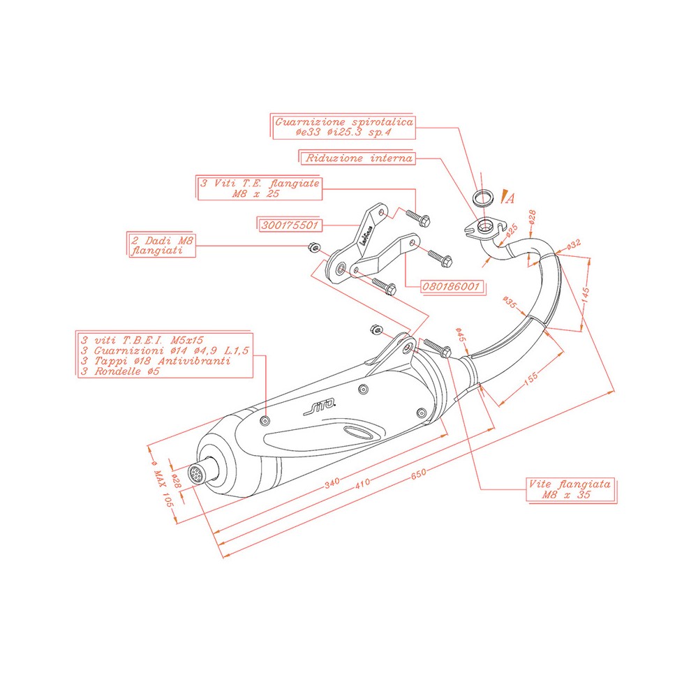 Silencieux Sitoyamaha Aerox 50 Kat 04-12 pour YAMAHA Aerox 50 Kat 04-12 Minarelli Horizontal Échappements SITO