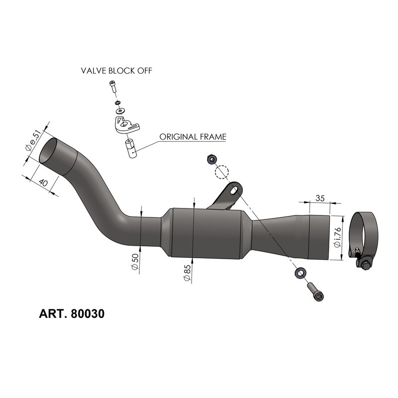 Conector Elimina Cat. Kawasaki Zx-10R/Rr 21- para KAWASAKI ZX-10R/RR 21- Catalizadores LEOVINCE