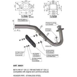 Beta RR 125 4T21-23 Sammlerset für BETA RR 125 4T 21-23 Sammler und Armaturen LEOVINCE