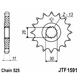 PIGNONE JT 1591 z16 RBAMMORTIZZATO Yamaha TDM 900 / FZ8 / Fazer8