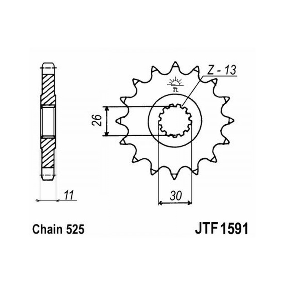 PIGNONE JT 1591 z16 RBAMMORTIZZATO Yamaha TDM 900 / FZ8 / Fazer8