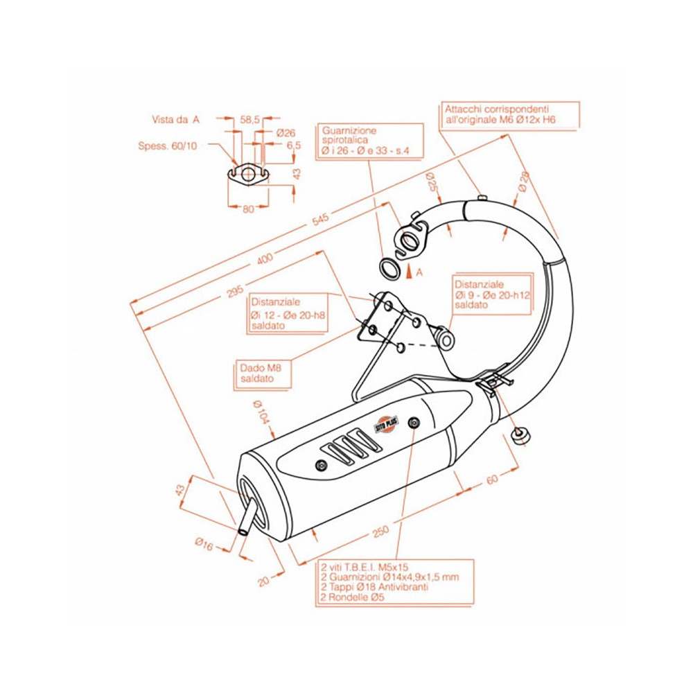 Silenciador Sitoplushonda Bali 50 93-01 para HONDA Bali 50 93-01 Sistemas de escape SITO