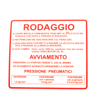Autocollant Rodaggio RMS Classic Piaggio Vespa 50-90-125cc 610170M002 Plaques nominatives - Écussons - Frises Rms Classic