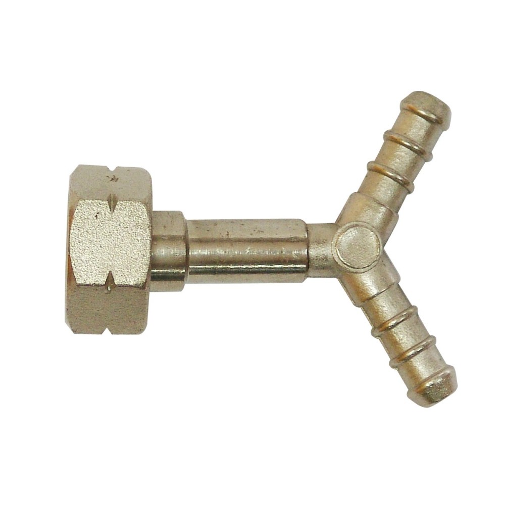 BIVIA IN OTTONE CON RACCORDO PORTAGOMMA 1/2″ A NORMA PER TUBO GAS GPL