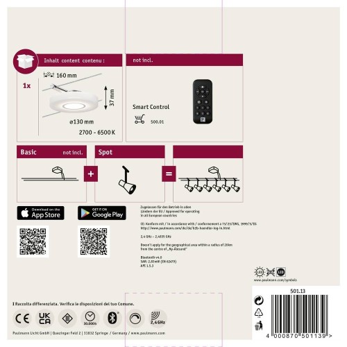 Paulmann DiscLED Low voltage cable kit light DiscLED I Built-in LED 4 W LED (monochrome) Satin