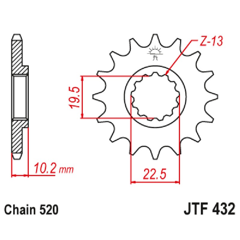 Front Sprocket Jt 432 z16 for BETA Jonathan 350 03-10 Sprockets JT