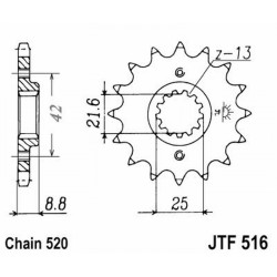 Pignone Jt 516 z13 per KAWASAKI KLX 125 S 09-