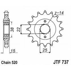 Pignone Jt 737 z14 per DUCATI Paso Sports 90-93 Pignoni JT