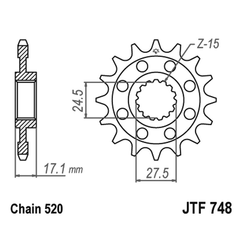 Pignone Jt 748 z15 per DUCATI 899 Panigale 14-15 e altri modelli Piñones JT