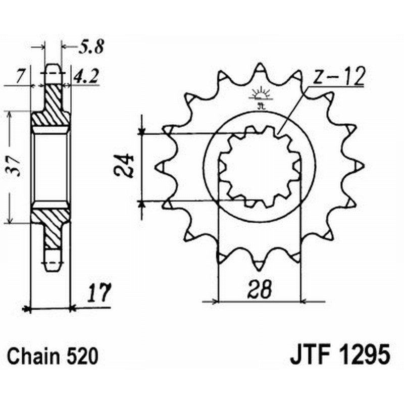 Pignone Jt 1295 z15 per HONDA Hornet 600 98-06 e altri modelli Piñones JT