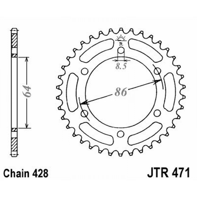 Corona Jt 471 z50 per KAWASAKI KE 125 76-87 Coronas JT