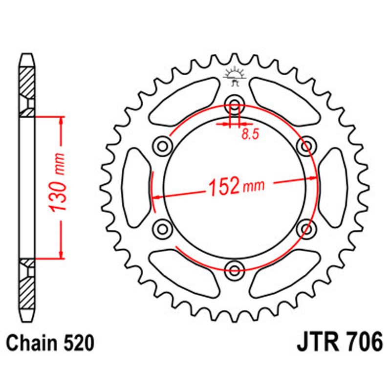 Corona Jt 706 z48 per APRILIA RXV 450/550 06-09 Couronnes JT