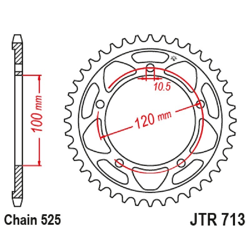 Rear Sprocket Jt 713 z42 for APRILIA : RSV4 00 11-14 and other model Sprockets JT