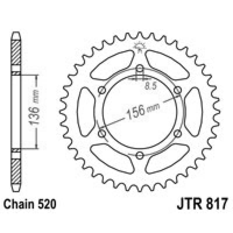 Corona Jt 817 z46 per DERBI Mulhacen /Cafe 660 07-12 e altri modelli Corone JT