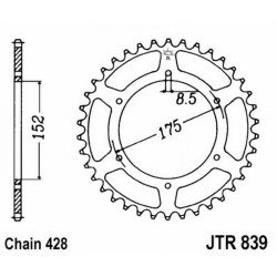 Corona Jt 839 z57 per YAMAHA DT125 04-06 e altri modelli Coronas JT