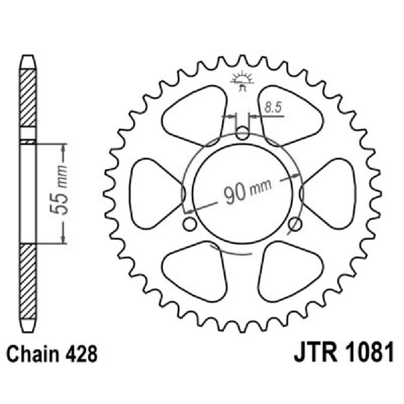 Rear Sprocket Jt 1081 z46 for RIEJU 125 RS2 Matrix/Naked/Pro 06-09 and other model Sprockets JT