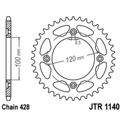 Corona Jt 1140 z54 per BETA RE 125 AC 11-16 e altri modelli Coronas JT