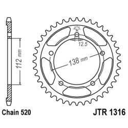 Corona Jt 1316 z39 per HONDA Integra 750 14-16 e altri modelli Coronas JT