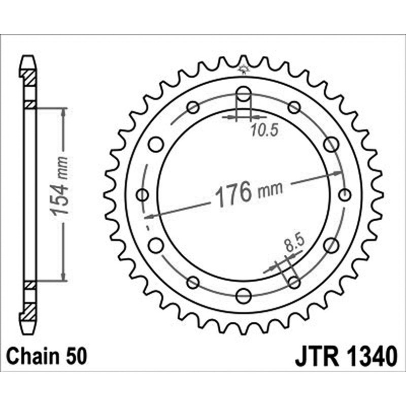 Corona Jt 1340 z44 per HONDA CB 00 R 08- Couronnes JT