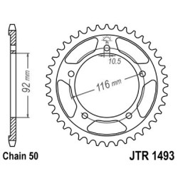 Rear Sprocket Jt 1493 z42 for KAWASAKI ZZR 00/ZX-14 Ninja 12- Sprockets JT