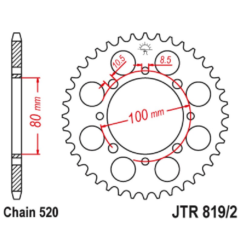 Rear Sprocket Jt 819/2 z51 for SUZUKI TU 250 X 98-00 and other model Sprockets JT