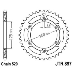 Rear Sprocket Jt 897 z47 Sc for KTM XC-F 350 23-24 and other model Sprockets JT