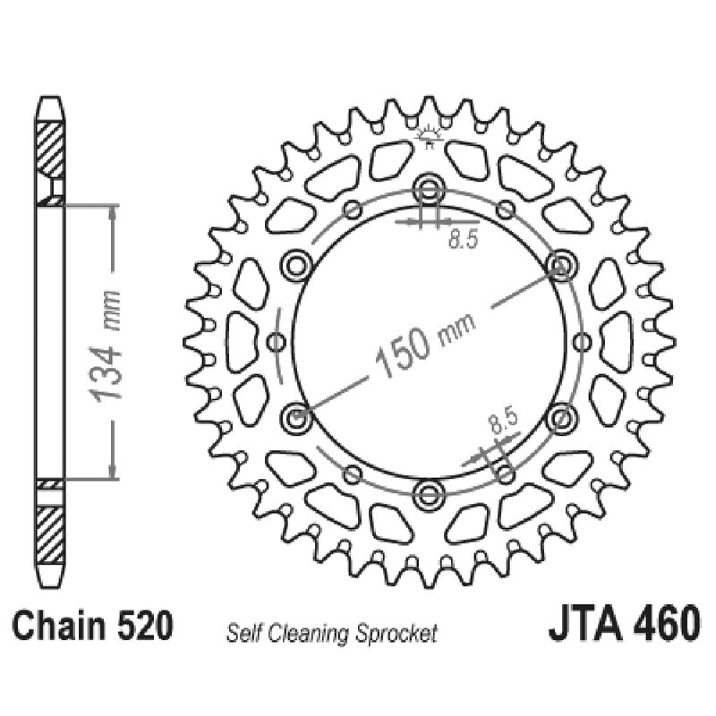 Alu.Rear Sprocket 7075T6 JTA460 z50 Blk for KAWASAKI KX125 96-97 and other model Sprockets JT