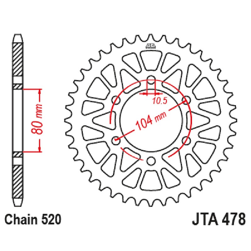 Alu.Rear Sprocket 7075T6 JTA478 z42 Blk for KAWASAKI ZX-7RR 750 96-99 Sprockets JT